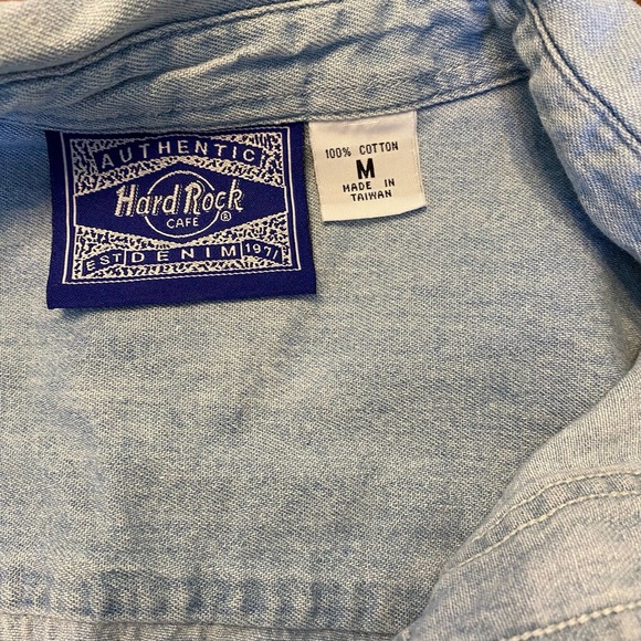 Vintage Hard Rock Cafe Mens Button Down Chambray Shirt - Picture 3 of 6